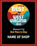 2022 Customized Best of West Virginia Award Plaque