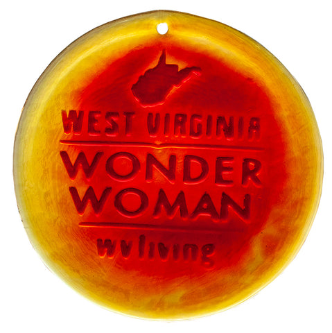 West Virginia Wonder Woman Blenko Glass Ornament